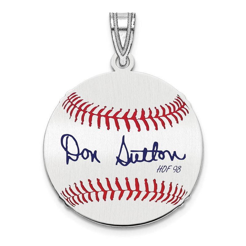 Sterling Silver Don Sutton Signature Sm Enamel Baseball Pendant